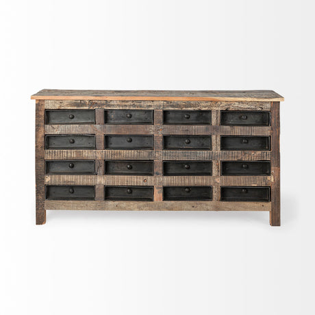 Wilton I 63x16 Reclaimed Wood and Metal 16 Drawer Sideboard from Mercana - Luna Furniture