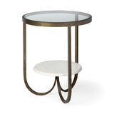 Reinhardt II 20" Round Glass Top Metal and Marble Detail End/Side Table from Mercana - Luna Furniture