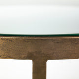 Reinhardt II 20" Round Glass Top Metal and Marble Detail End/Side Table from Mercana - Luna Furniture