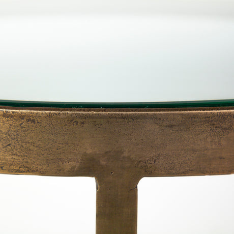 Reinhardt II 20" Round Glass Top Metal and Marble Detail End/Side Table from Mercana - Luna Furniture