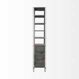 Sunnyvale 32L x 18W x 90H Dark Brown Solid Wood and Mirrored Glass Four Shelf Shelving Unit from Mercana - Luna Furniture