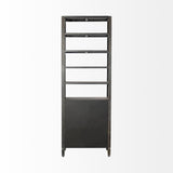 Sunnyvale 32L x 18W x 90H Dark Brown Solid Wood and Mirrored Glass Four Shelf Shelving Unit from Mercana - Luna Furniture