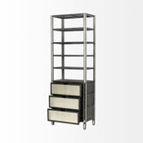 Sunnyvale 32L x 18W x 90H Dark Brown Solid Wood and Mirrored Glass Four Shelf Shelving Unit from Mercana - Luna Furniture
