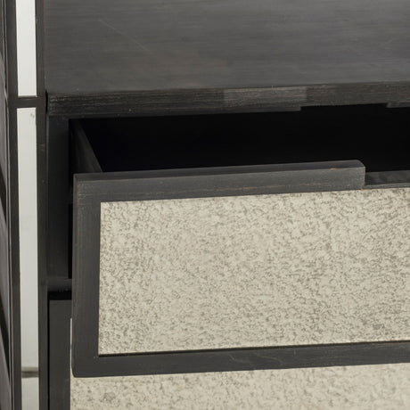 Sunnyvale 32L x 18W x 90H Dark Brown Solid Wood and Mirrored Glass Four Shelf Shelving Unit from Mercana - Luna Furniture