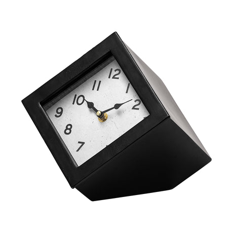 Ralph II Black Metal Cube Table Clock from Mercana - Luna Furniture
