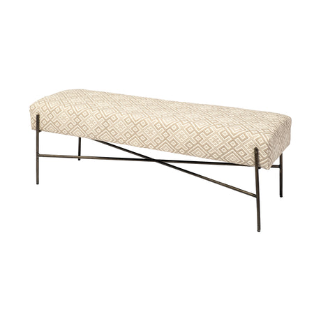 Avery II 55L x 17W Off White Upholstered Seat With Metal Base Accent Bench from Mercana - Luna Furniture