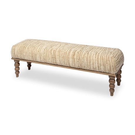 Alder II 55L x 16W Cream Upholstered Seat Wooden Base Accent Bench from Mercana - Luna Furniture