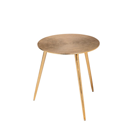 Reva III (Small) 16L x 16W Gold Round Top Cast Aluminum Accent Table from Mercana - Luna Furniture