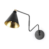 Cobalt 6L x 32W Black Metal Cone Shaped Swivel Wall Sconce from Mercana - Luna Furniture