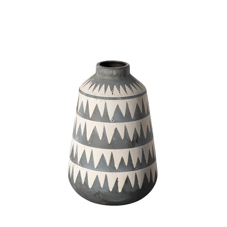 Delaney Large Gray Patterned Ceramic Vase from Mercana - Luna Furniture