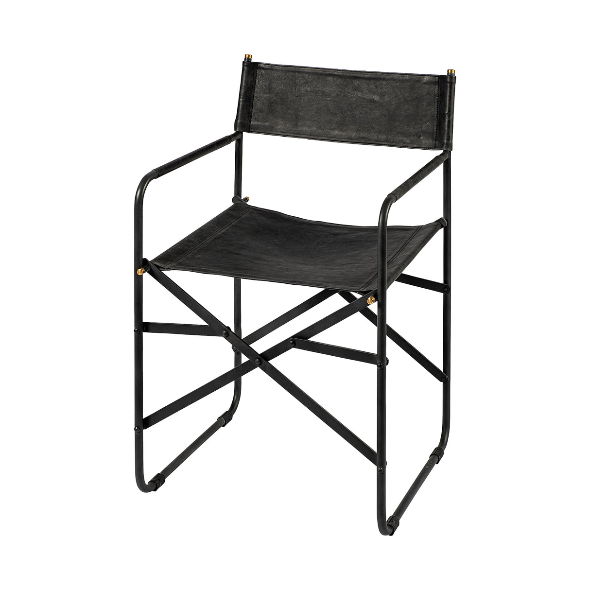 Direttore Black Iron Frame Black Leather Dining Chair from Mercana - Luna Furniture