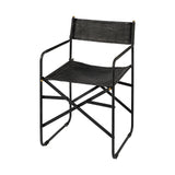 Direttore Black Iron Frame Black Leather Dining Chair from Mercana - Luna Furniture