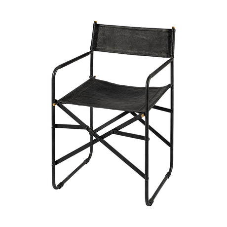 Direttore Black Iron Frame Black Leather Dining Chair from Mercana - Luna Furniture