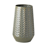 Gemma III Metal Glossy Green/Gray Chevron Vase from Mercana - Luna Furniture