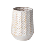Gemma II Metal Glossy White Chevron Vase from Mercana - Luna Furniture