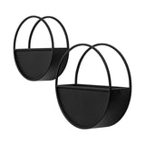 Hank Set of 2 Black Metal Hanging Wall Planters from Mercana - Luna Furniture