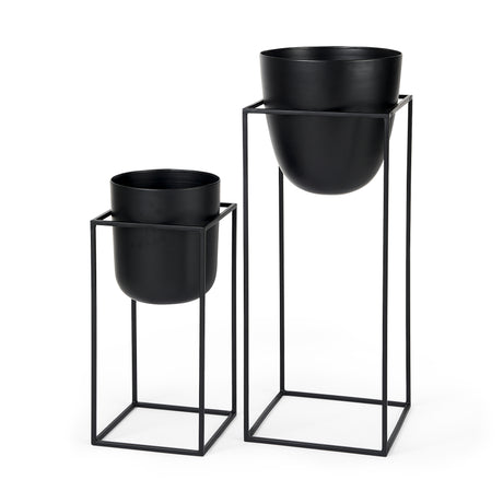 Bumble (Set of 2) 12L x 12W x 32H Black Plant Stands from Mercana - Luna Furniture