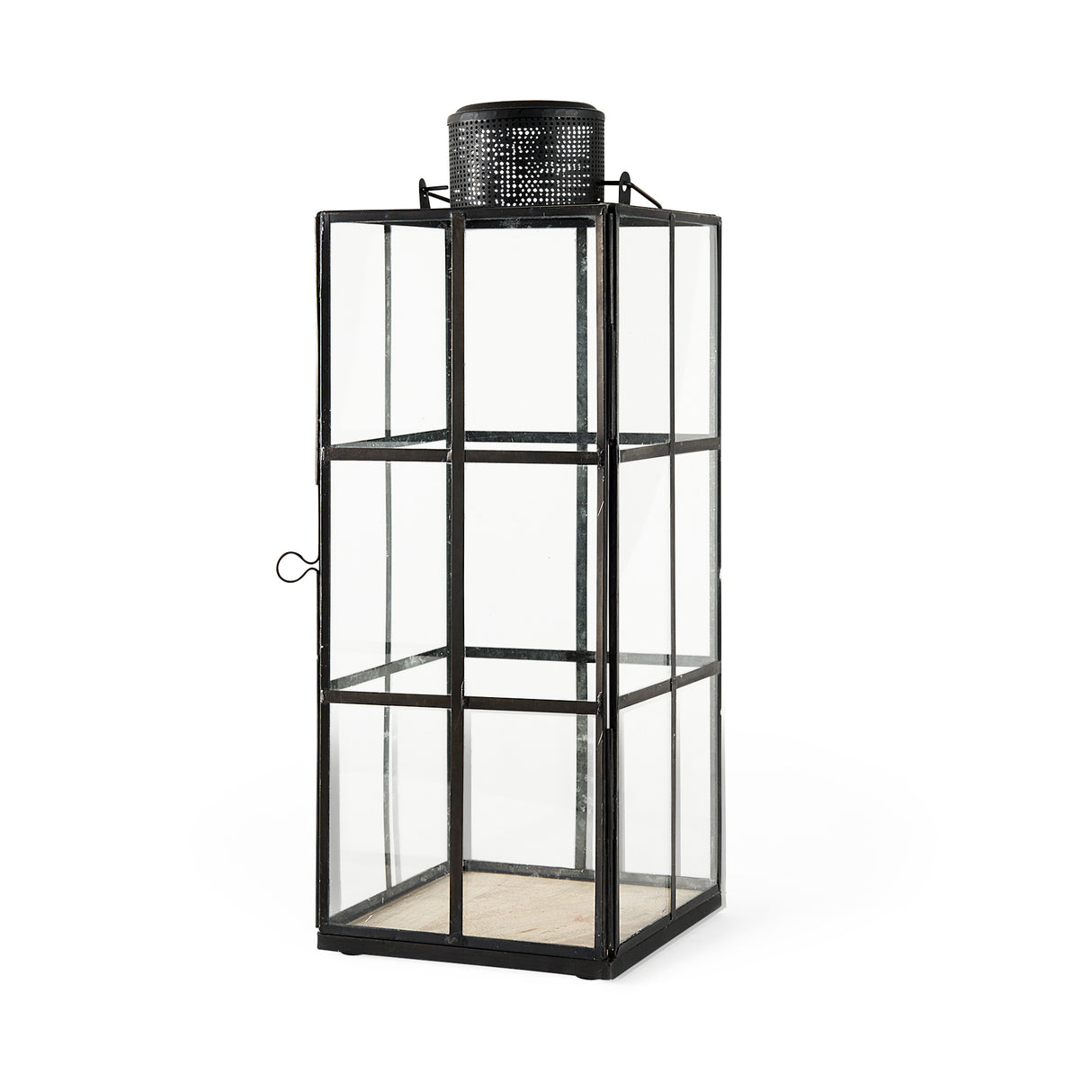 Gamfield 6.1L x 6.1W x 16.7H Large Black Metal and Glass Lantern from Mercana - Luna Furniture