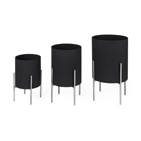 Claypoole (Set of 3) Black Plant Stands from Mercana - Luna Furniture