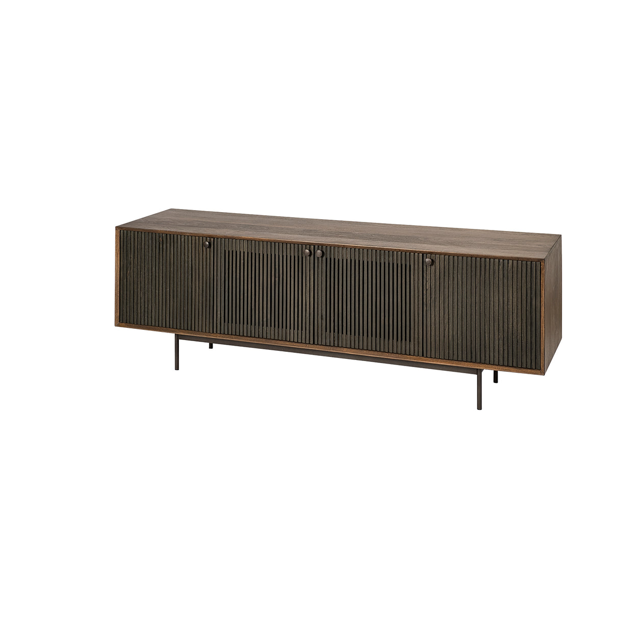 Grace I Two-Toned Brown Solid Wood TV Stand Media Console with Slated Doors, TV up to 82" from Mercana - Luna Furniture