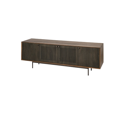 Grace I Two-Toned Brown Solid Wood TV Stand Media Console with Slated Doors, TV up to 82" from Mercana - Luna Furniture