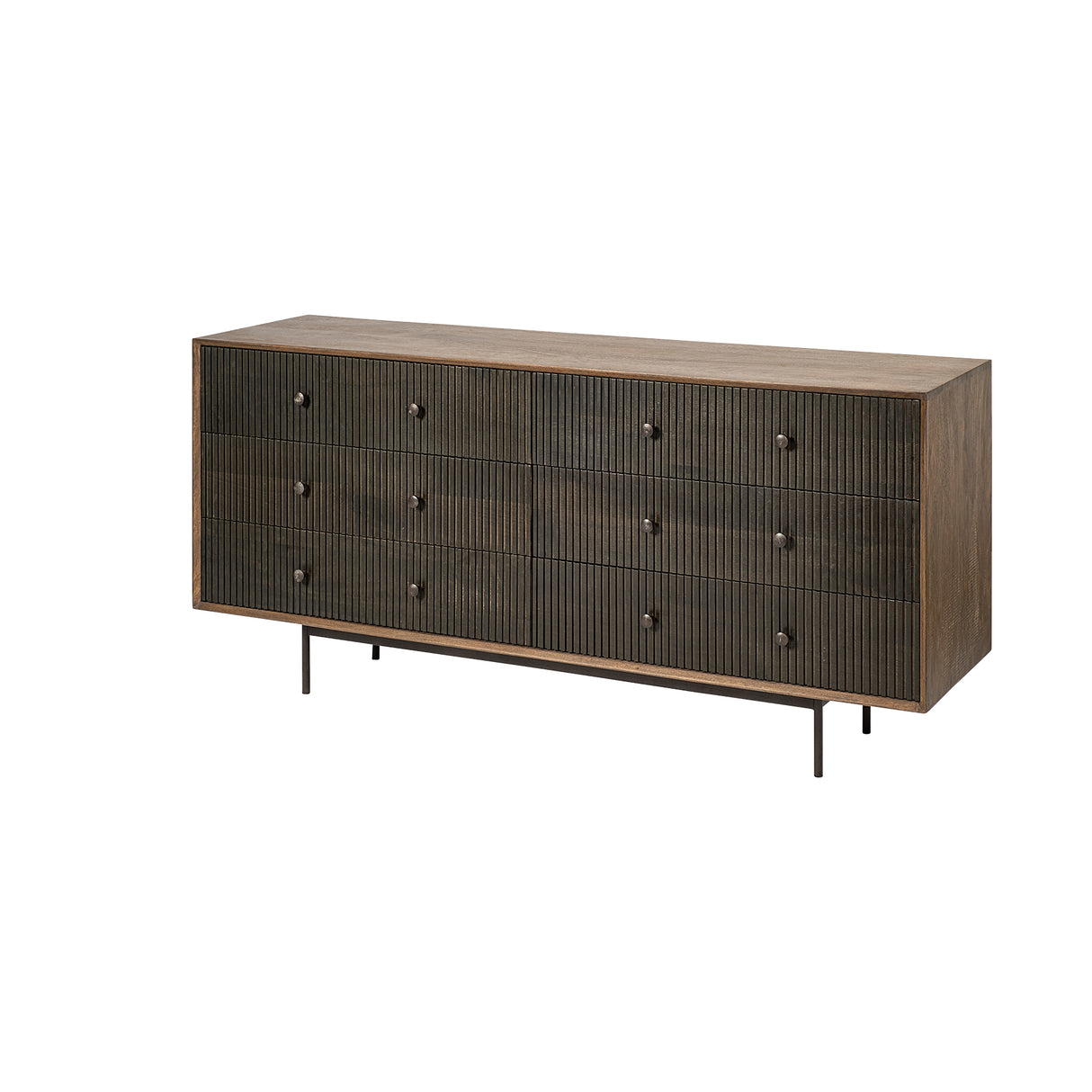 Grace 70Wx18.5Lx31.25H Two-Tone Brown Solid Wood 6 Drawer Sideboard from Mercana - Luna Furniture