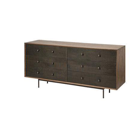Grace 70Wx18.5Lx31.25H Two-Tone Brown Solid Wood 6 Drawer Sideboard from Mercana - Luna Furniture