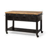 Columbia 62L x 28W x 36H Black Wooden Kitchen Island from Mercana - Luna Furniture