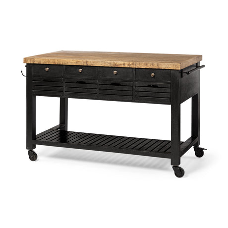 Columbia 62L x 28W x 36H Black Wooden Kitchen Island from Mercana - Luna Furniture