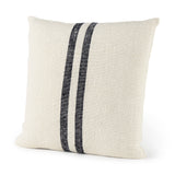 Sandra 18 x 18 Beige With Blue Stripes Decorative Pillow Cover from Mercana - Luna Furniture