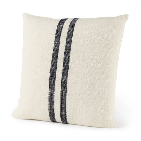 Sandra 18 x 18 Beige With Blue Stripes Decorative Pillow Cover from Mercana - Luna Furniture