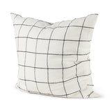 Suzanne 22 x 22 White/Black Square Pattern Decorative Pillow Cover from Mercana - Luna Furniture