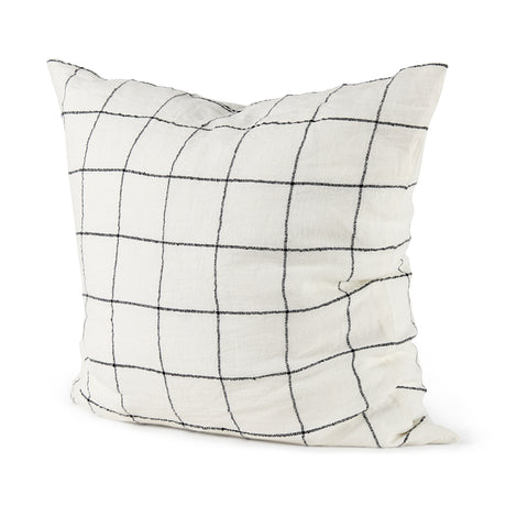Suzanne 22 x 22 White/Black Square Pattern Decorative Pillow Cover from Mercana - Luna Furniture