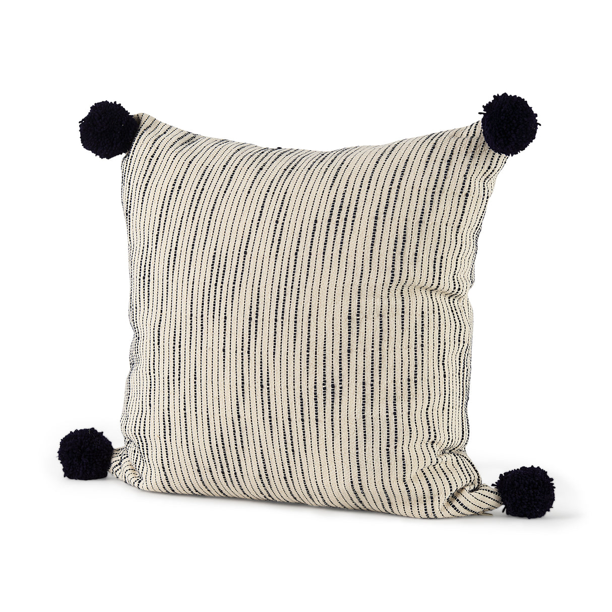 Krystal 20 x 20 Cream/Blue Pom Pom Decorative Pillow Cover from Mercana - Luna Furniture