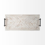 Alfred 35L x 16W Natural Wooden Herringbone Rectangular Tray from Mercana - Luna Furniture