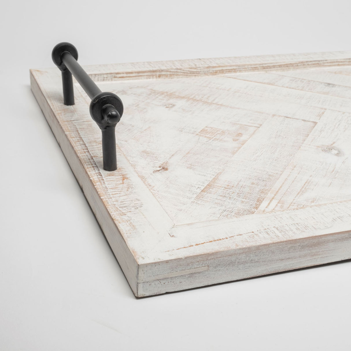 Alfred 35L x 16W Natural Wooden Herringbone Rectangular Tray from Mercana - Luna Furniture