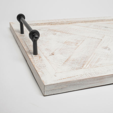 Alfred 35L x 16W Natural Wooden Herringbone Rectangular Tray from Mercana - Luna Furniture