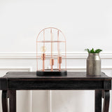 Sutton (19.3"H) Rose-Gold Metal Cylindrical Cage Three Bulb Table Lamp from Mercana - Luna Furniture