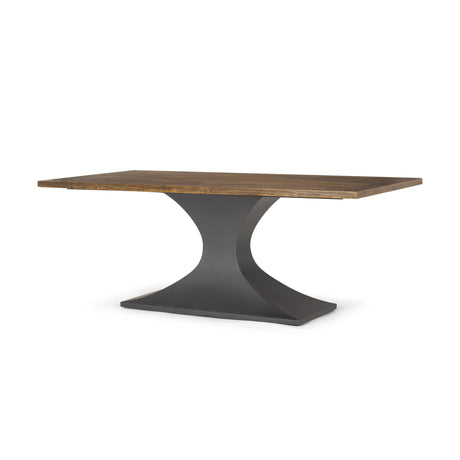Maxton II 79x39 Rectangular Brown Solid Wood Top Dark Gunmetal Base Dining Table from Mercana - Luna Furniture
