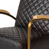 Horace I Black Leather Diamond Pattern w/Gold Iron Frame Accent Chair from Mercana - Luna Furniture