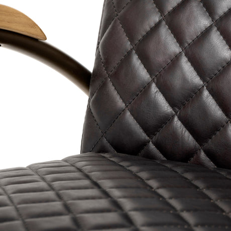 Horace I Black Leather Diamond Pattern w/Gold Iron Frame Accent Chair from Mercana - Luna Furniture