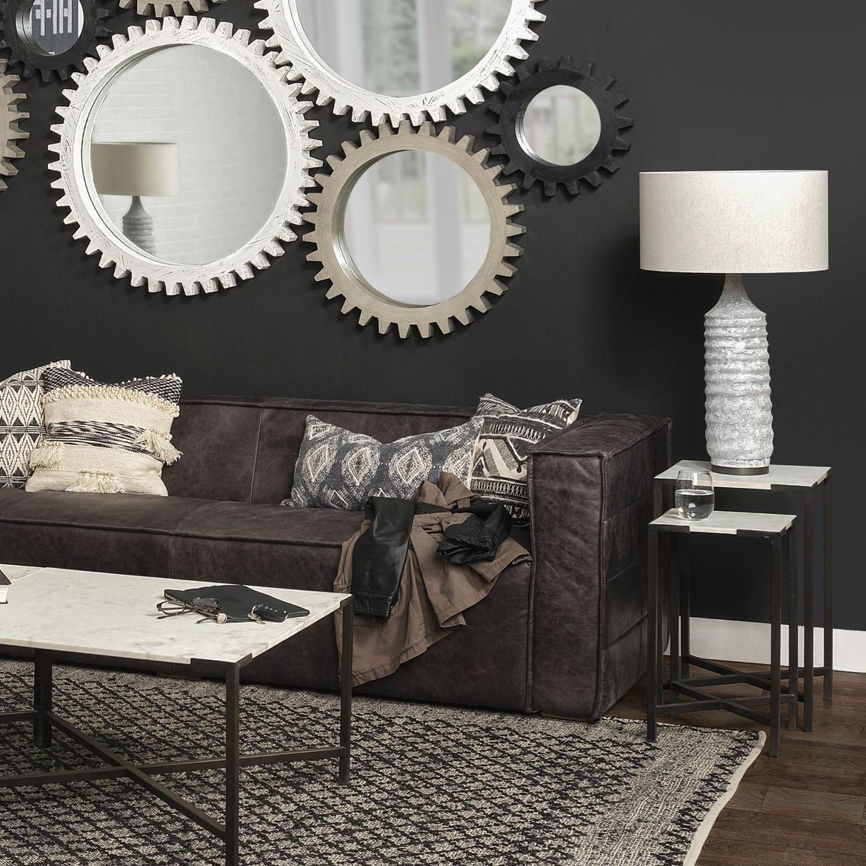 Harlan (30.5"H) Beige-Toned Fabric Shade Gray Concrete Base Table Lamp from Mercana - Luna Furniture