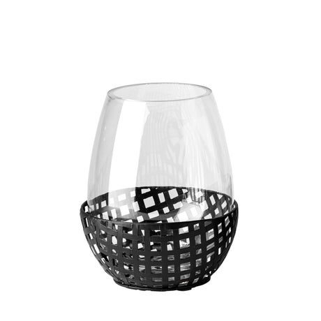 Reena I Small Black Woven Metal Base Table Candle Holder from Mercana - Luna Furniture