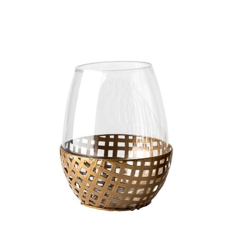 Reena I Small Gold Woven Metal Base Table Candle Holder from Mercana - Luna Furniture