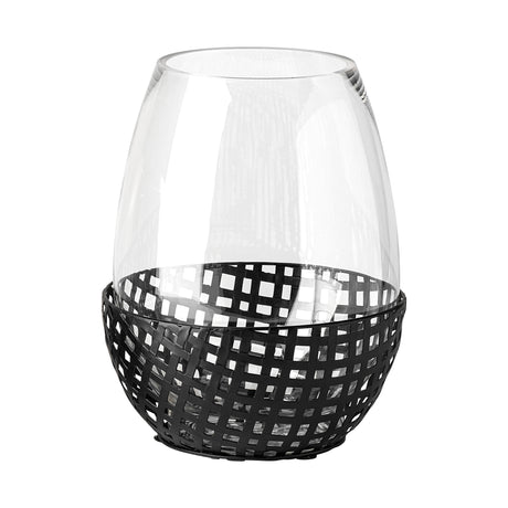 Reena II Large Black Woven Metal Base Table Candle Holder from Mercana - Luna Furniture