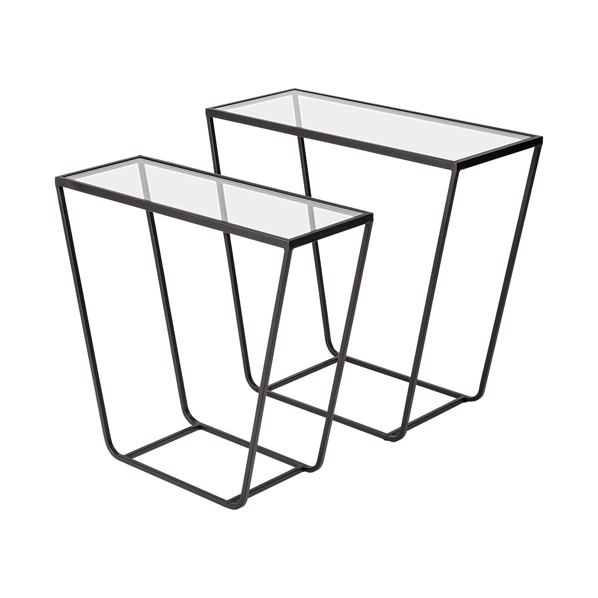 Arya (Set of 2) 24L x 10W Black Rectangular Glass Top Iron Frame Accent Table from Mercana - Luna Furniture