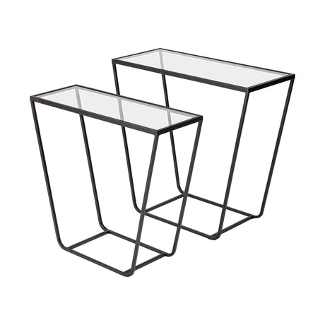 Arya (Set of 2) 24L x 10W Black Rectangular Glass Top Iron Frame Accent Table from Mercana - Luna Furniture