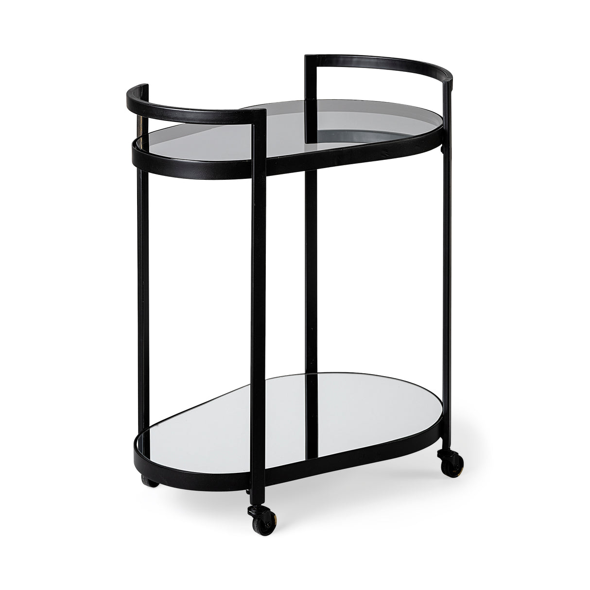Eleonore Black Metal Frame Two-Tier w/Glass Shelves Bar Cart from Mercana - Luna Furniture