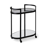 Eleonore Black Metal Frame Two-Tier w/Glass Shelves Bar Cart from Mercana - Luna Furniture