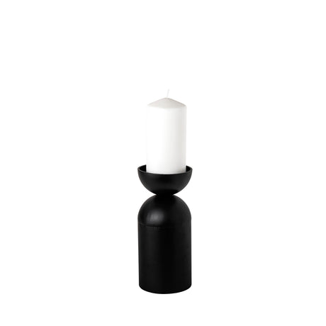 Alex Small Black Metal Cylindrical Table Candle Holder from Mercana - Luna Furniture